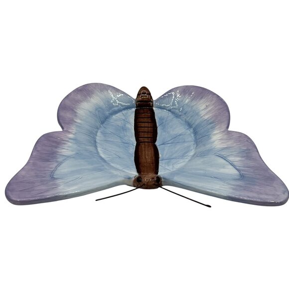 Yankee Candle Butterfly Ceramic Jar Holder 8.5"x6" Serene Blue Purple Home Decor - Picture 6 of 12